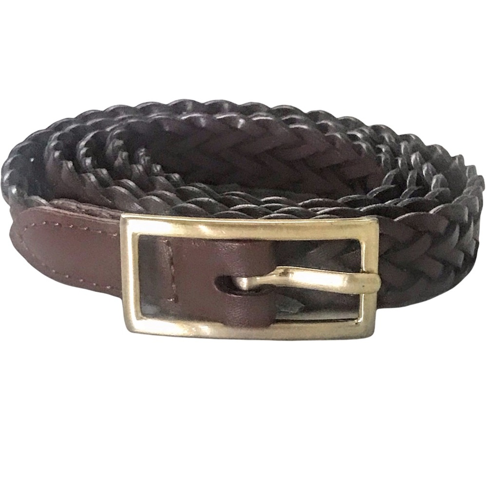 Braided Leather Belt Brown Narrow 38” Long Adjustable